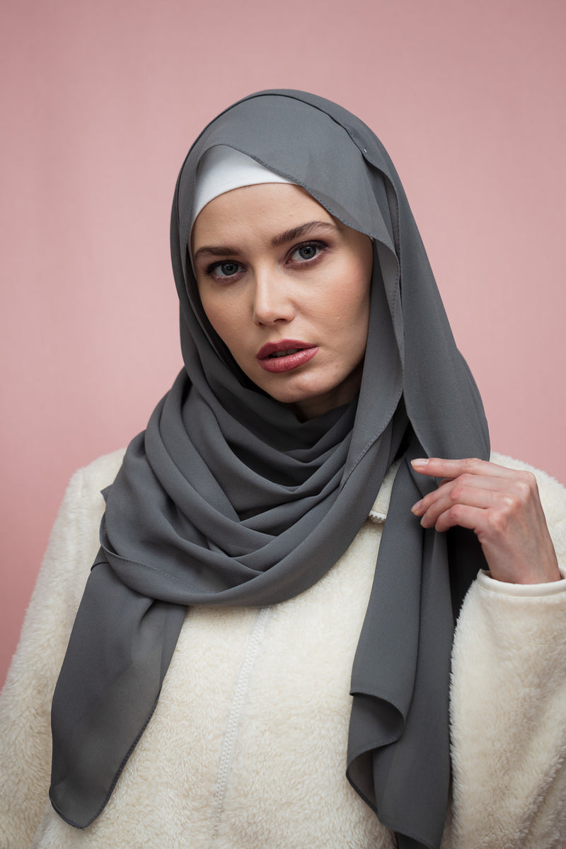 Premium Chiffon Hijab - Earth Gray