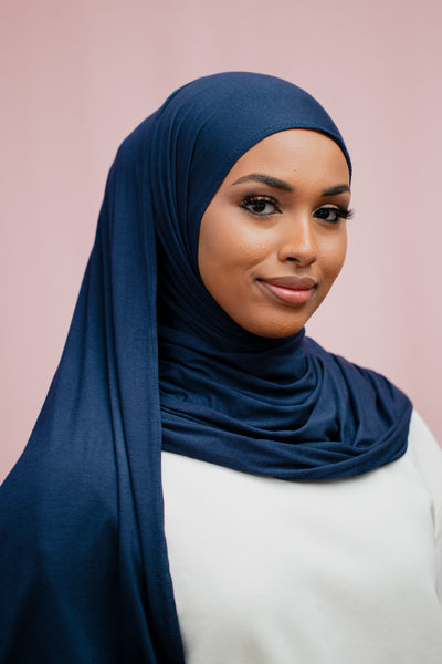 The Relaxed Navy Jersey Hijab Scarf | Suriah Scarves